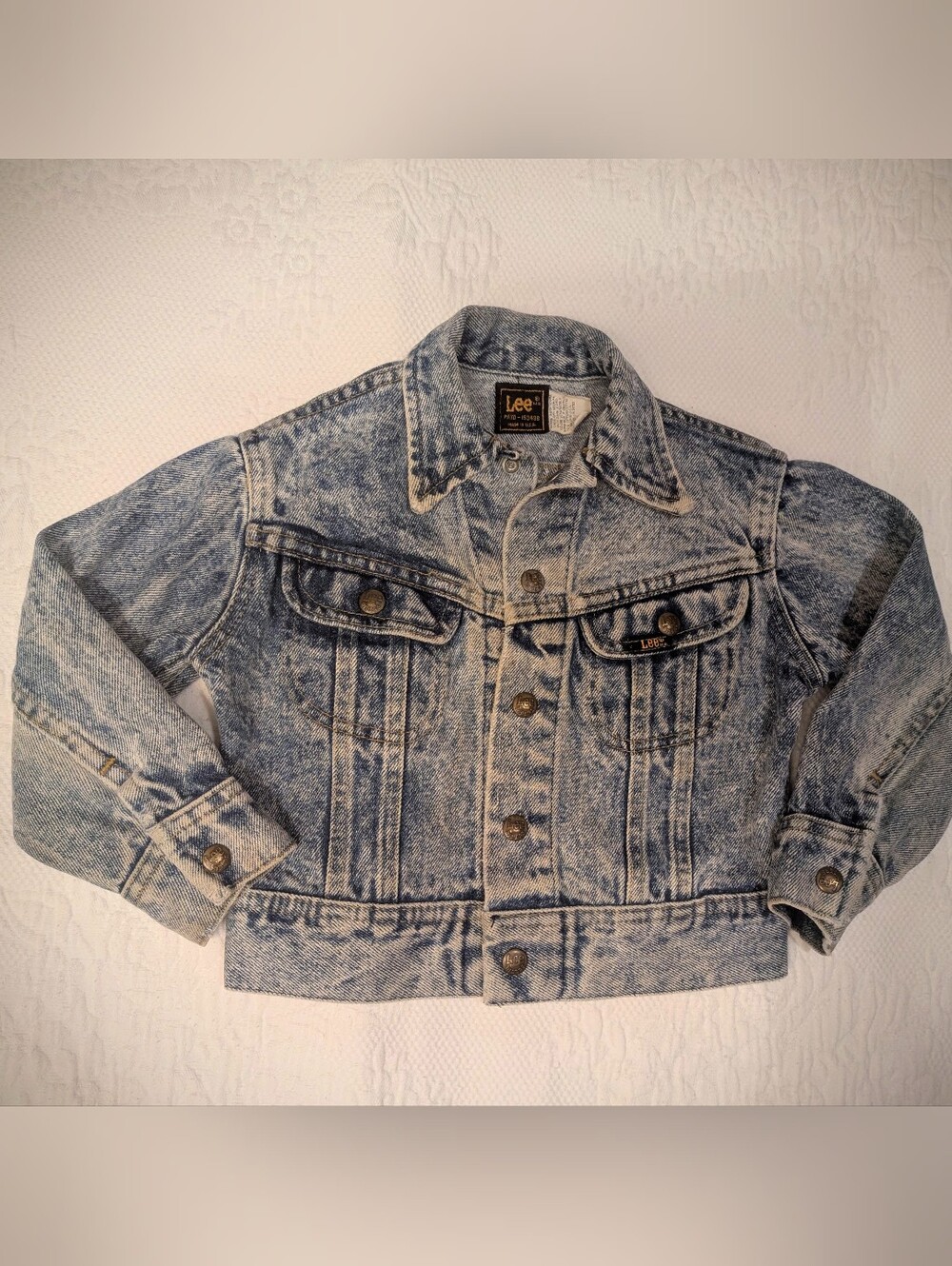 Vintage Lee Acid Wash Denim Trucker Jacket Kids Size 6 Acid Wash Jean Jacket